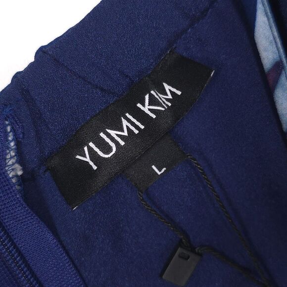 NWT Anthro YUMI KIM Size L Celine Mini Dress Women’s Blue Floral Cold Shoulder - Picture 2 of 11